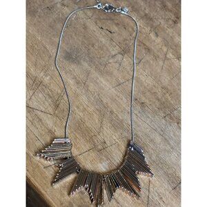 Banana Republic Gold & Silver Statement Necklace W/ Adjustable Chain Accent For